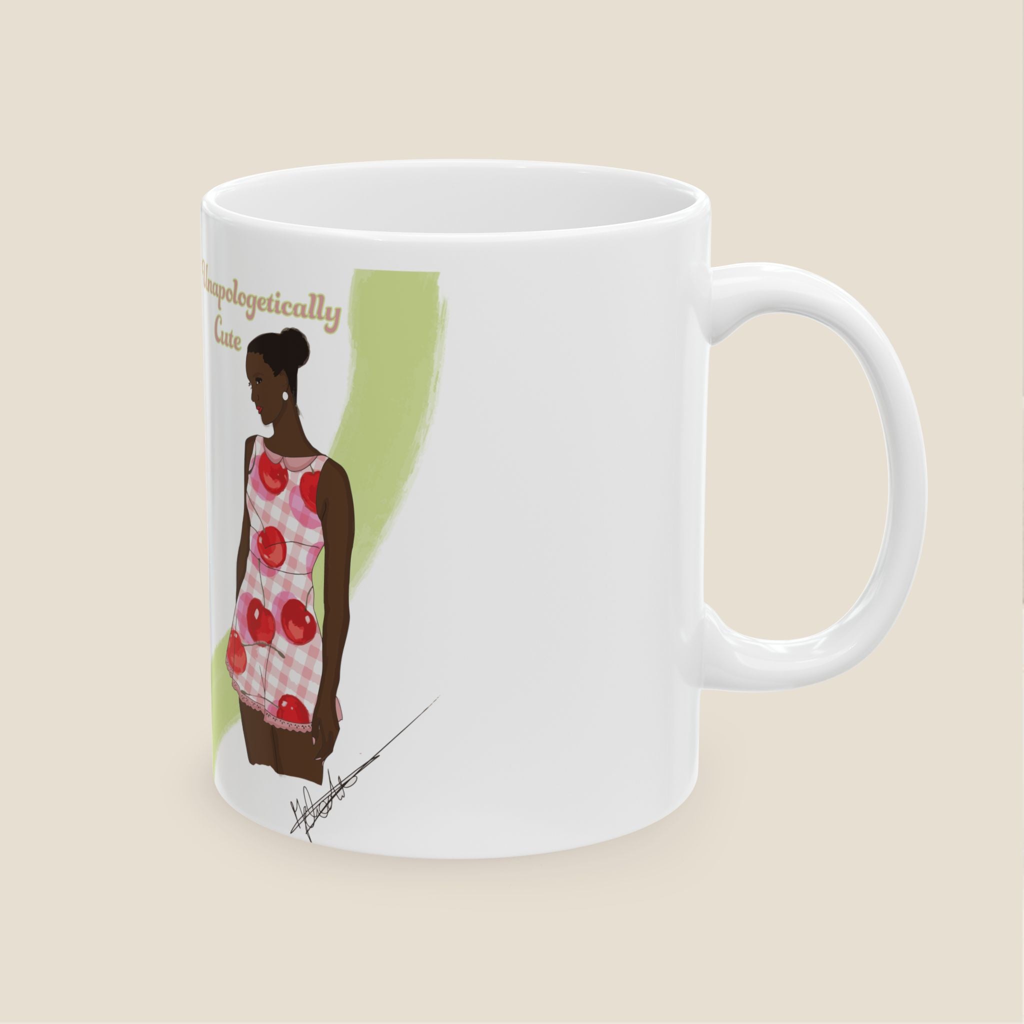 Unapologetically Cute Ceramic Mug — Fashion Illustration Coffee Cup (11oz/15oz)