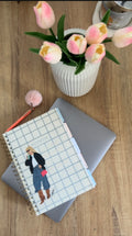 Girly Matcha Grid Spiral Notebook