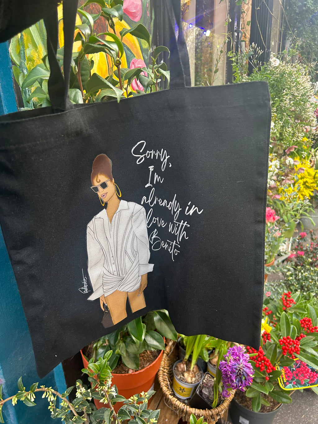 Large organic tote bag 'Sorry I'm already in love with Benito'
